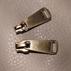 Fossil Gold Zipper Pull Set 2 PCS Large And Small Replacement